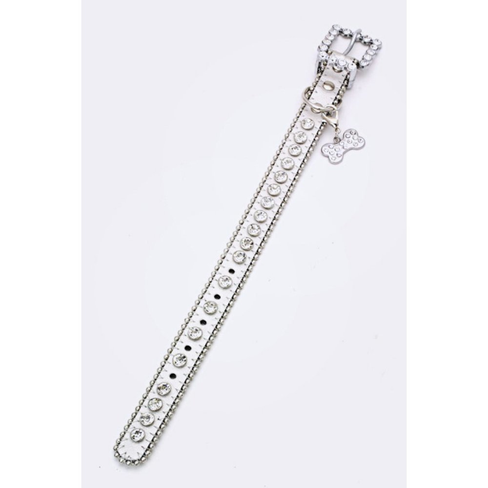 Ball Chain Crystal Dog Collar - Silver
